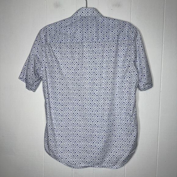 TAYLORBYRD Collection Men’s Golf Club Print Button Up Shirt Short Sleeve Blue M - Picture 2 of 6
